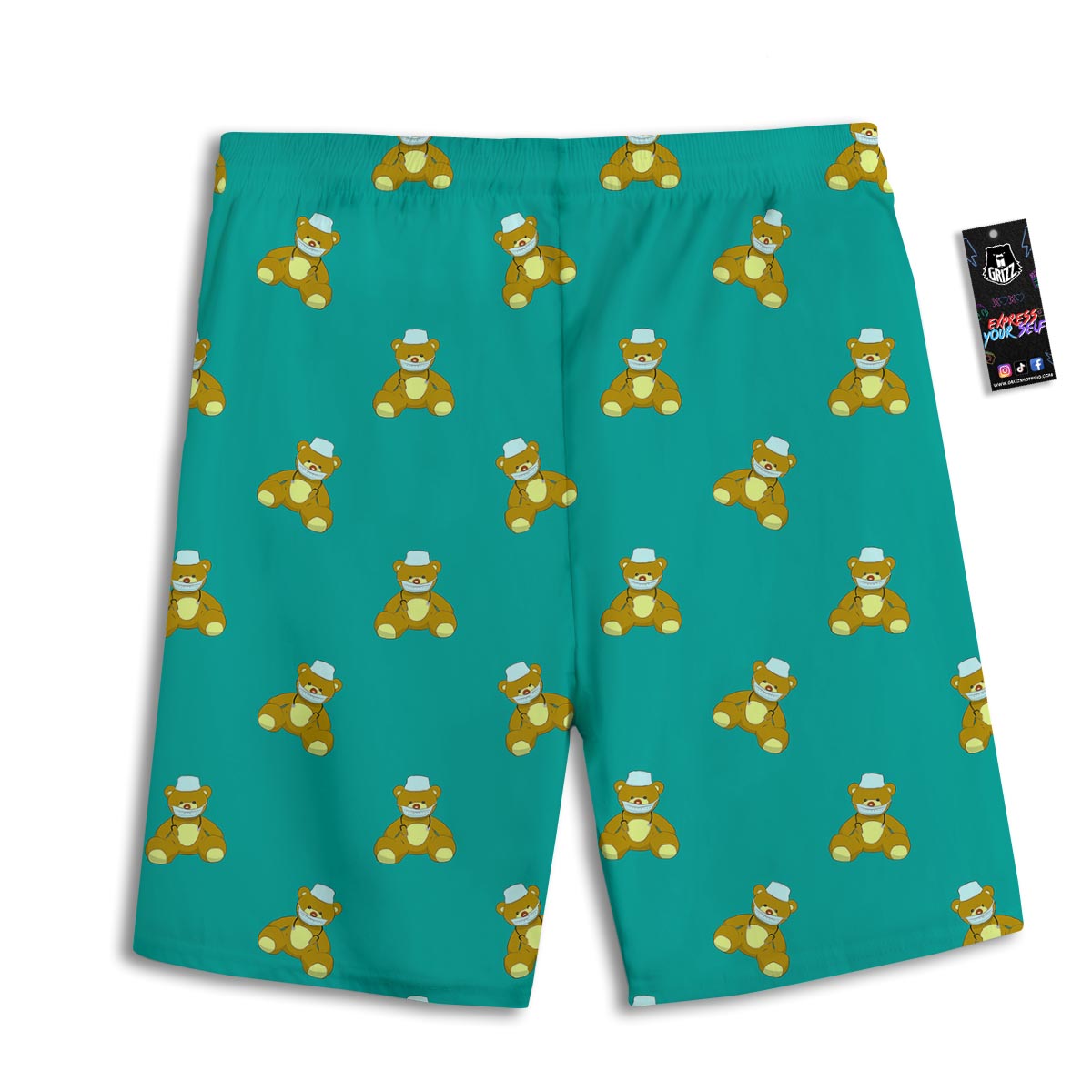 Doctor Teddy Bear Print Pattern Men's Athletic Shorts