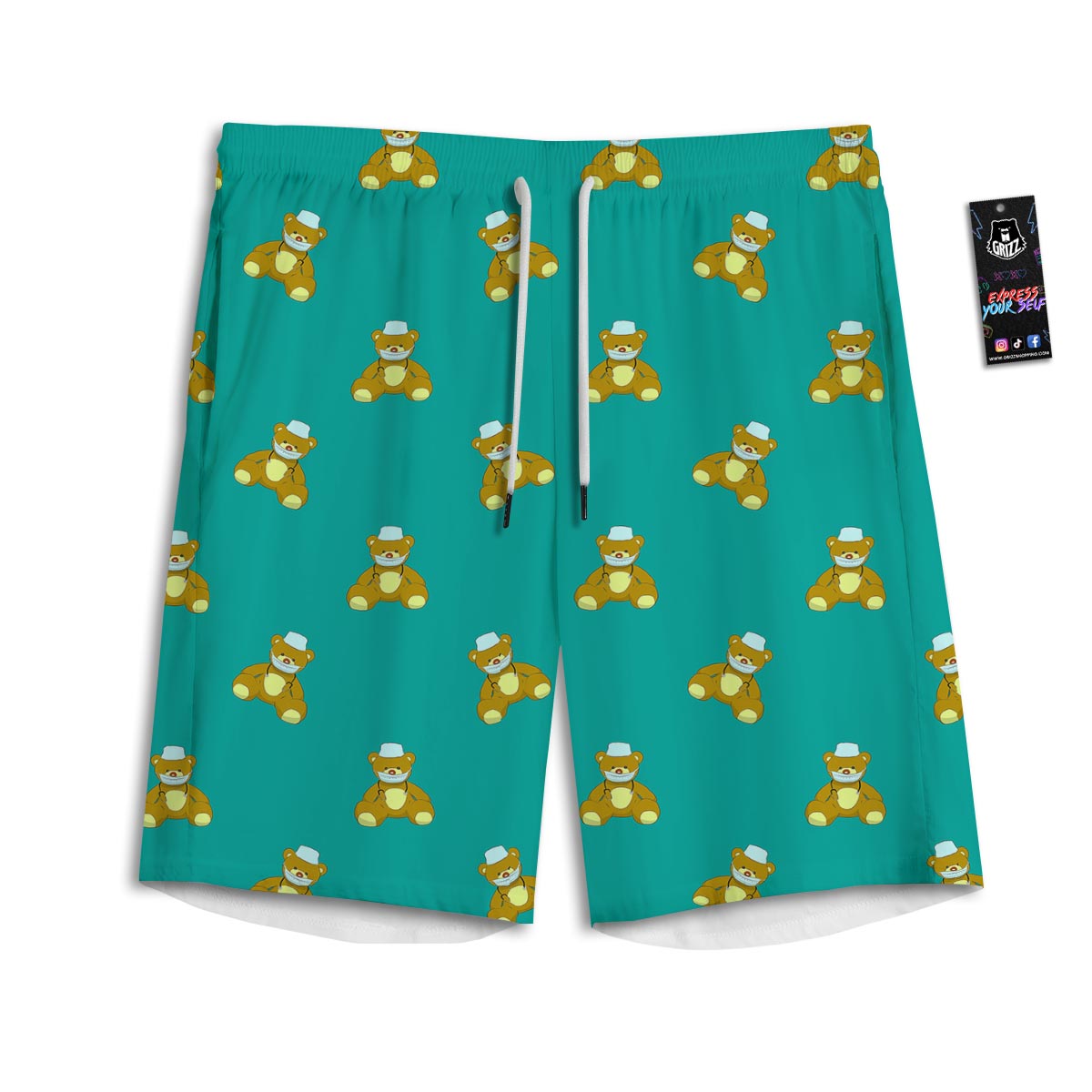 Doctor Teddy Bear Print Pattern Men's Athletic Shorts