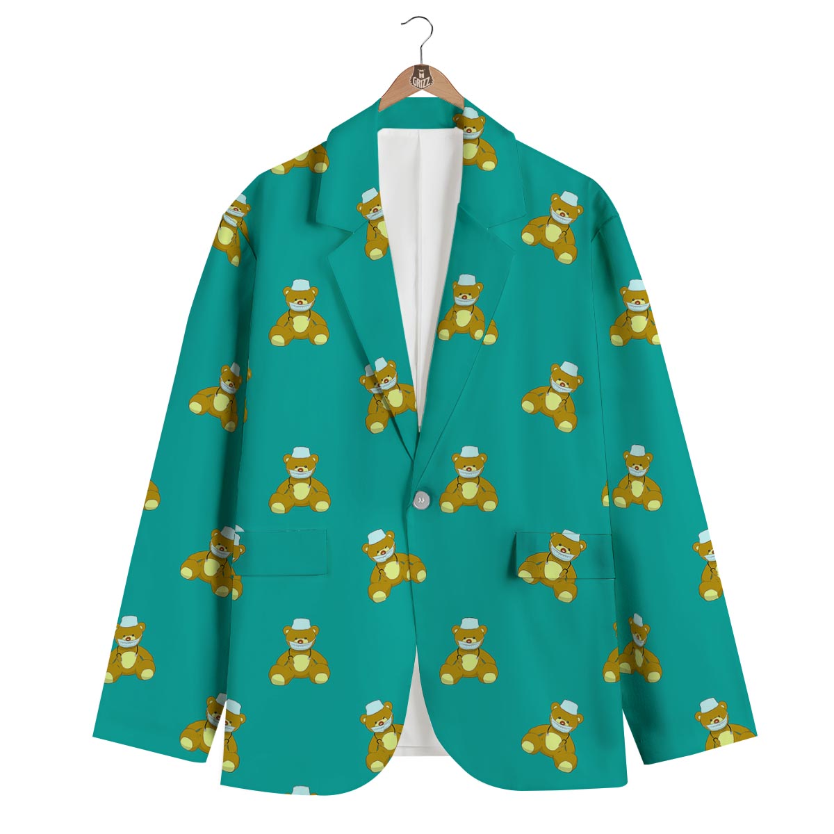 Doctor Teddy Bear Print Pattern Men's Blazer-grizzshop