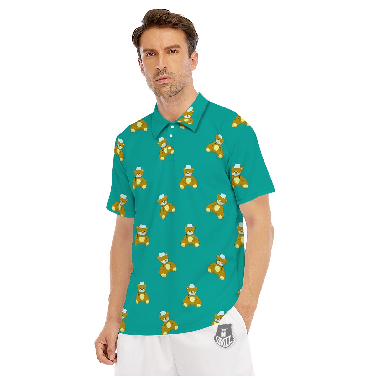 Doctor Teddy Bear Print Pattern Men's Golf Shirts-grizzshop