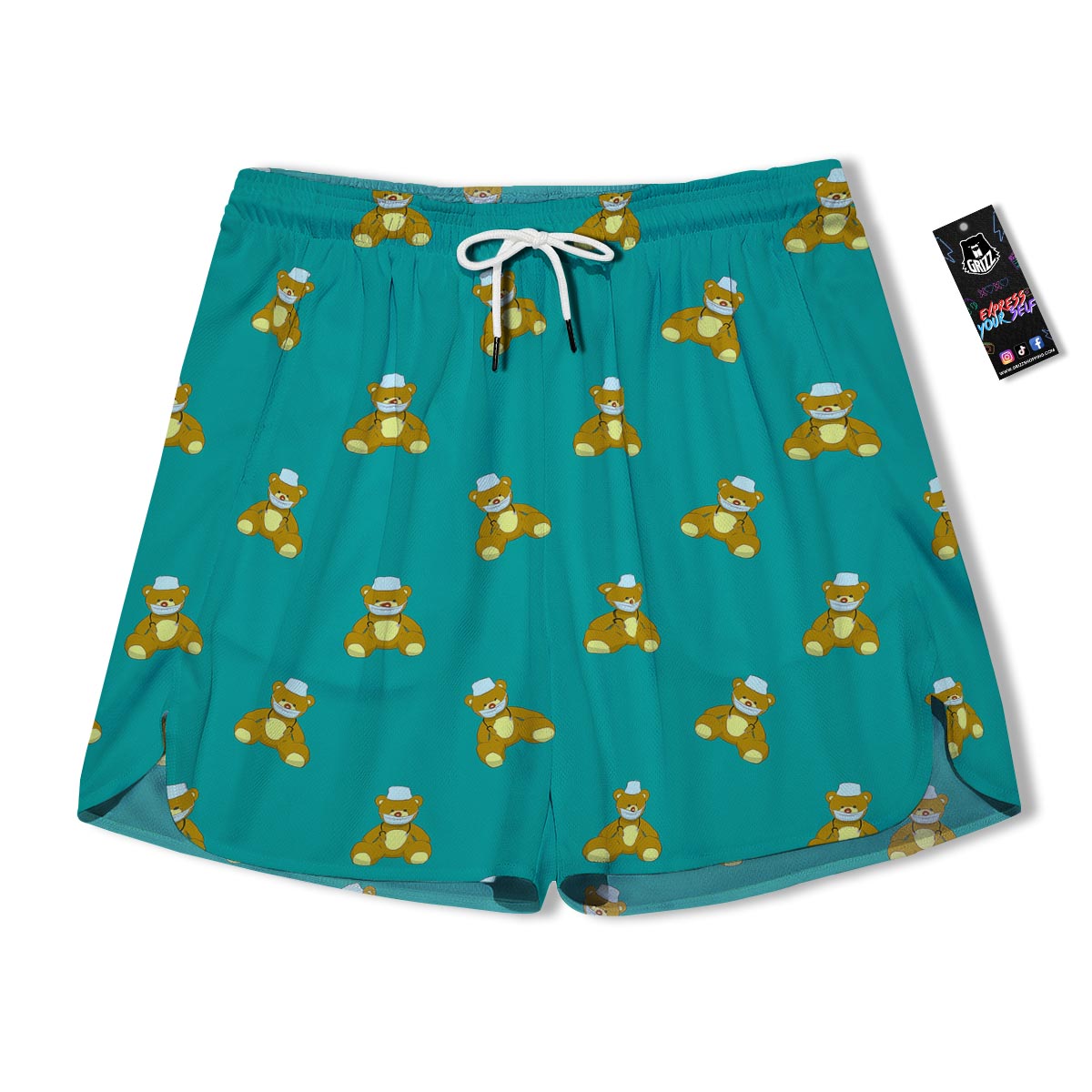 Doctor Teddy Bear Print Pattern Men's Running Shorts-grizzshop