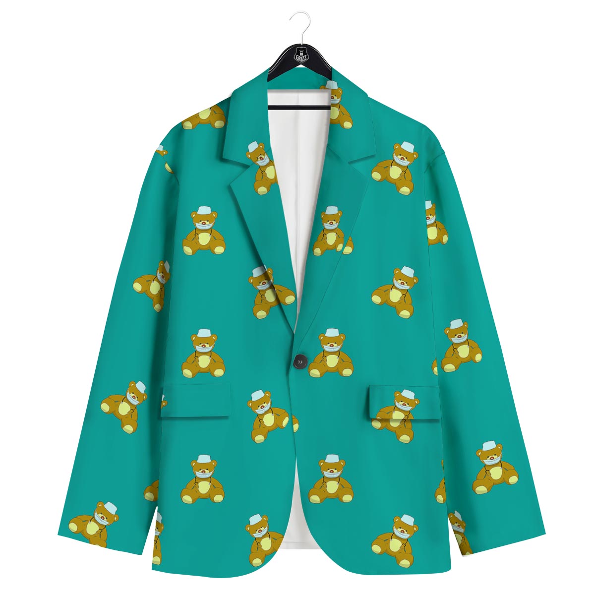 Doctor Teddy Bear Print Pattern Men's Sport Coat-grizzshop