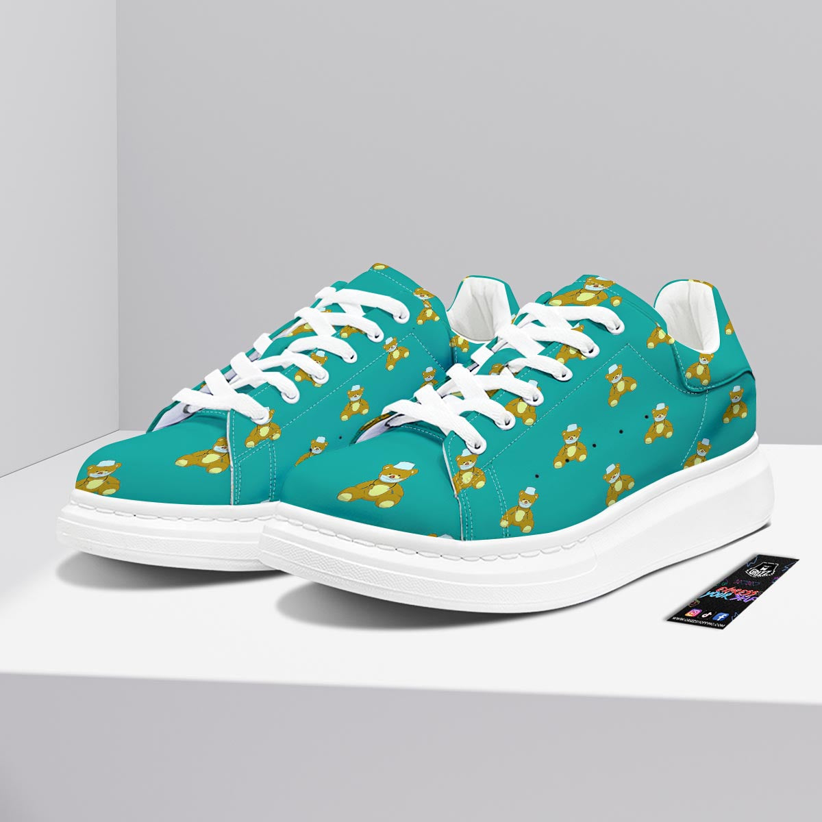 Doctor Teddy Bear Print Pattern Platform Shoes-grizzshop