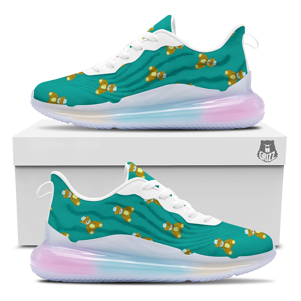 Doctor Teddy Bear Print Pattern Running Sneakers-grizzshop