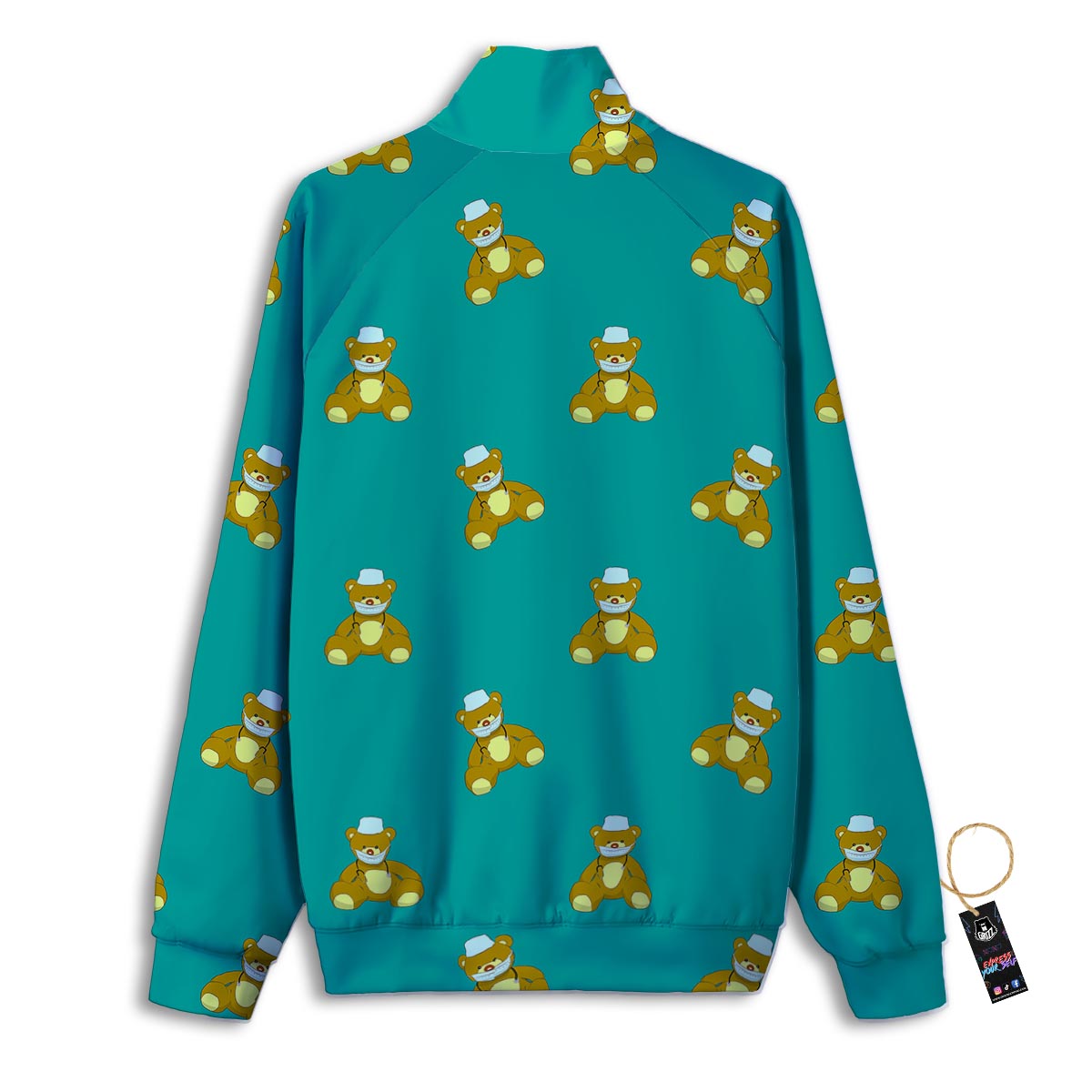 Doctor Teddy Bear Print Pattern Track Jacket-grizzshop
