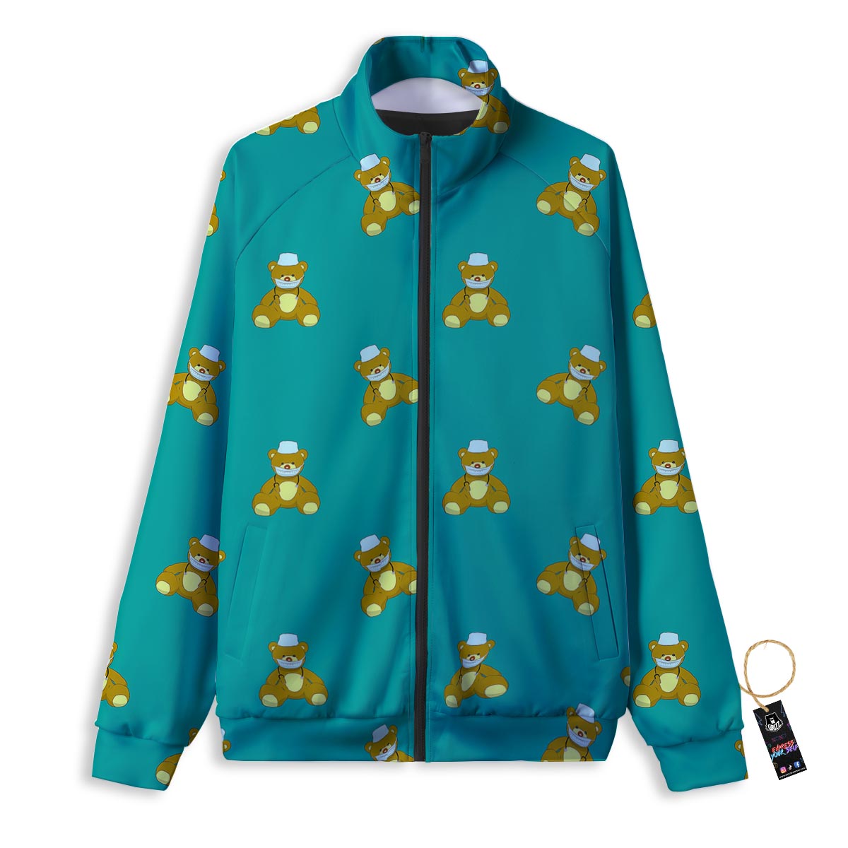 Doctor Teddy Bear Print Pattern Track Jacket-grizzshop