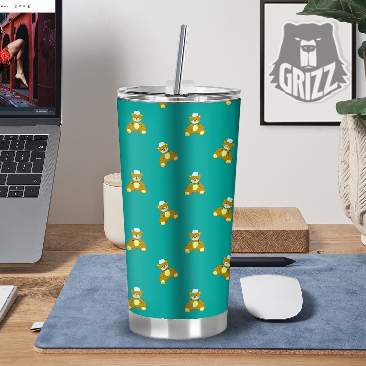 Doctor Teddy Bear Print Pattern Tumbler-grizzshop
