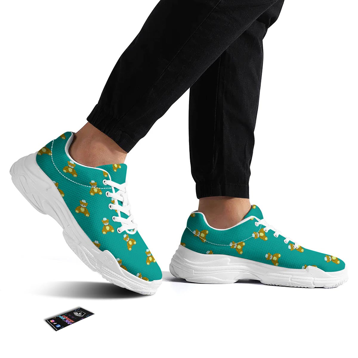 Doctor Teddy Bear Print Pattern White Chunky Shoes-grizzshop