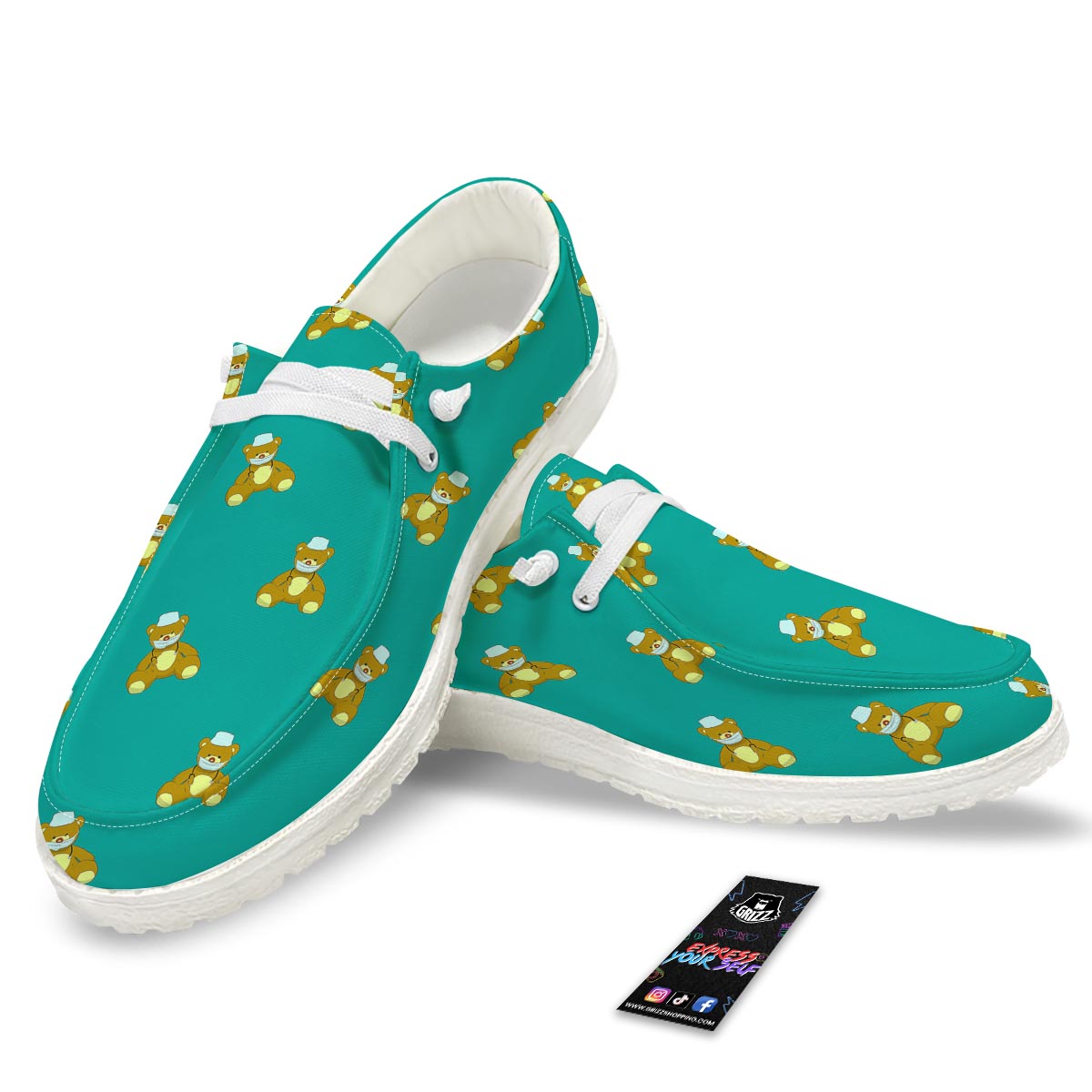 Doctor Teddy Bear Print Pattern White Loafers-grizzshop