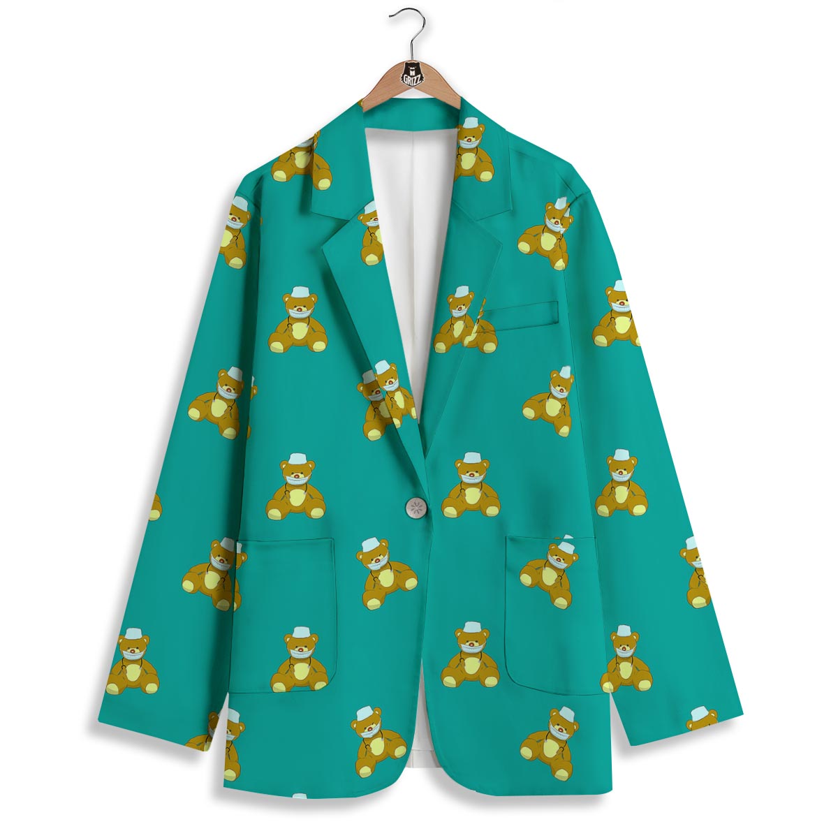 Doctor Teddy Bear Print Pattern Women's Blazer-grizzshop