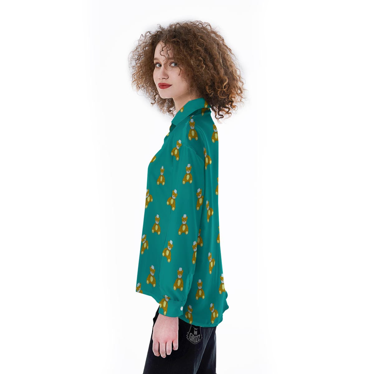 Doctor Teddy Bear Print Pattern Women's Long Sleeve Shirts-grizzshop