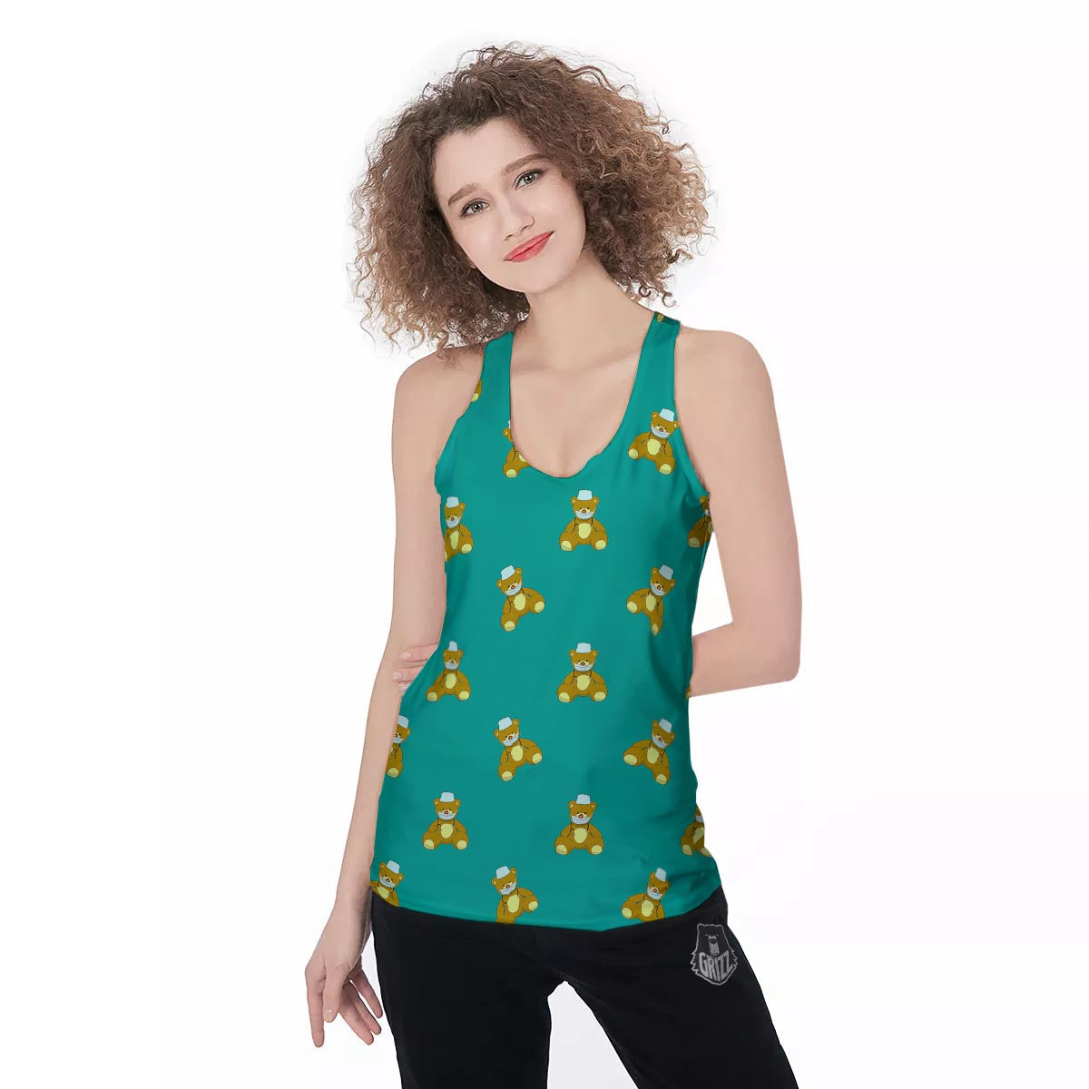 Doctor Teddy Bear Print Pattern Women's Racerback Tank Top-grizzshop