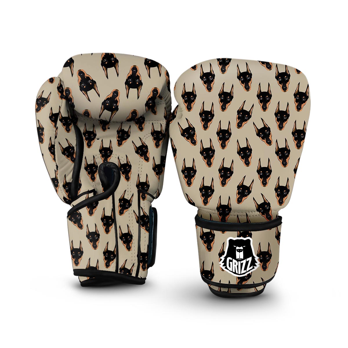 Dog Doberman Pattern Print Boxing Gloves-grizzshop