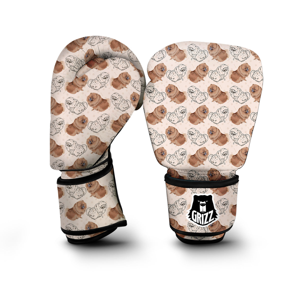 Dog Pomeranian Pattern Print Boxing Gloves-grizzshop