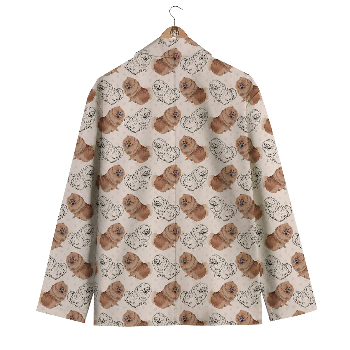 Dog Pomeranian Pattern Print Men's Blazer-grizzshop