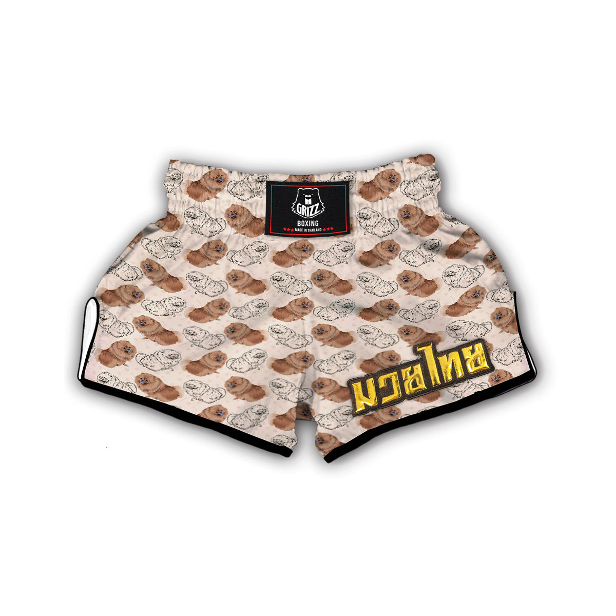 Dog Pomeranian Pattern Print Muay Thai Boxing Shorts-grizzshop