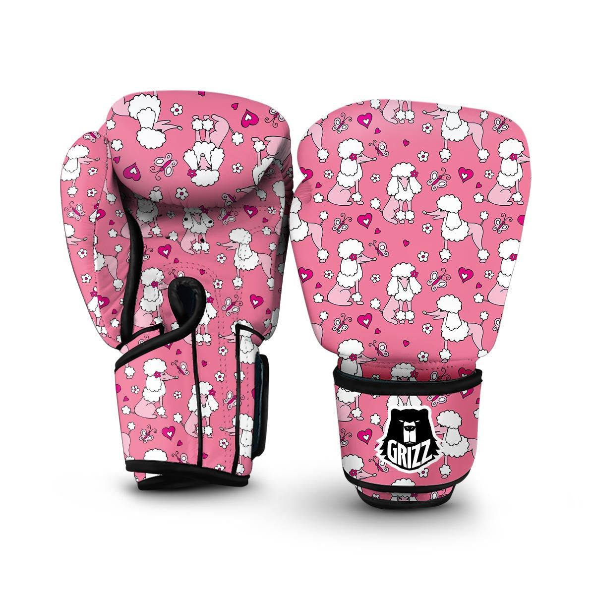 Dog Poodle Pattern Print Boxing Gloves-grizzshop