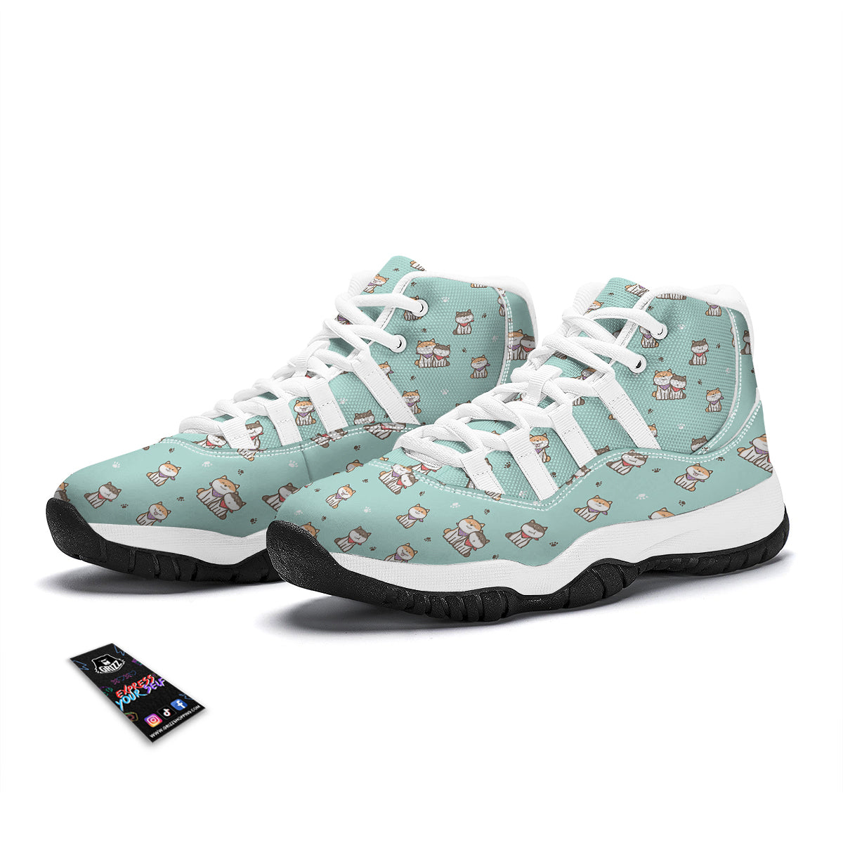 Dog Pupppy Shiba Inu Pattern Print White Bball Shoes-grizzshop