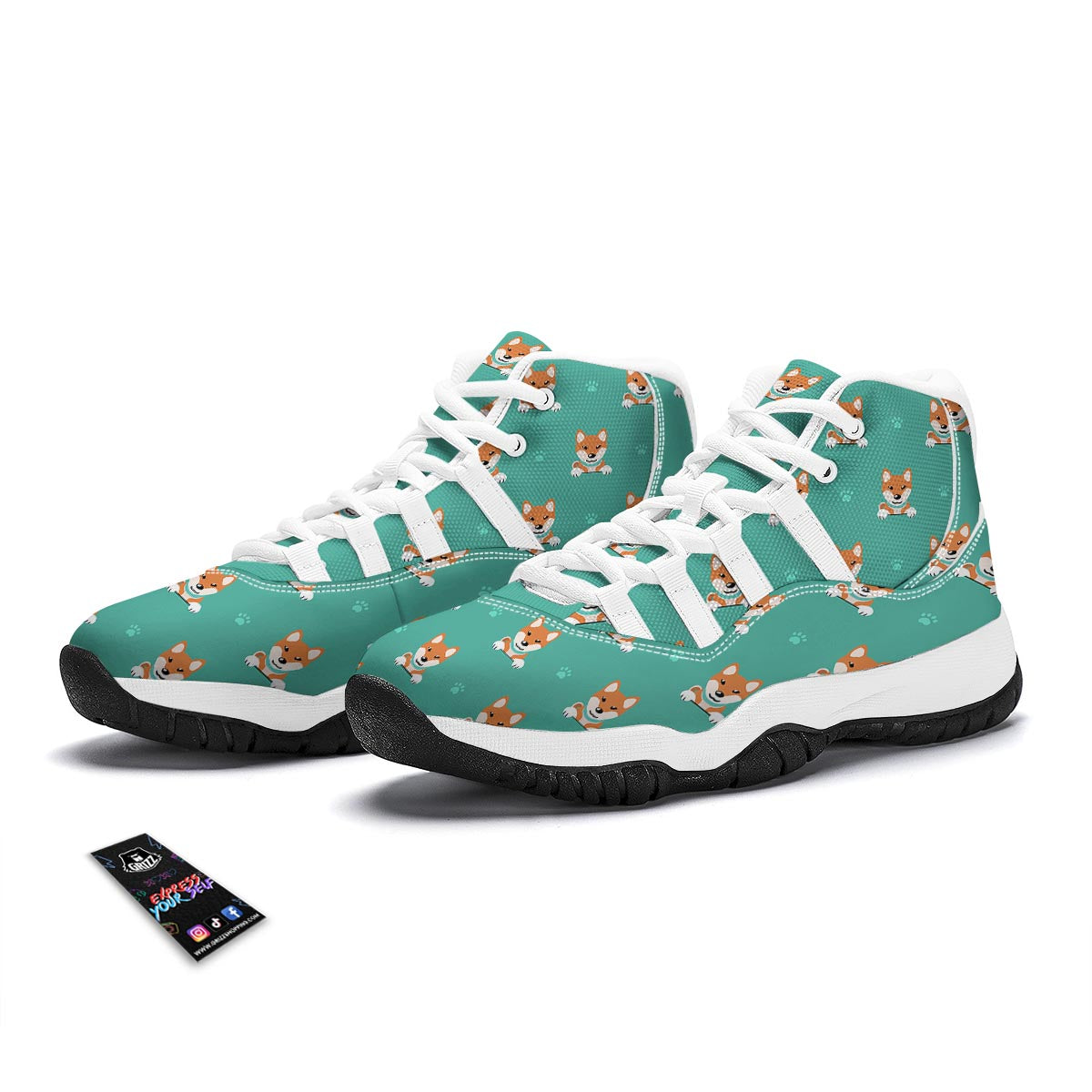 Dog Pupppy Shiba Inu Print Pattern White Bball Shoes-grizzshop