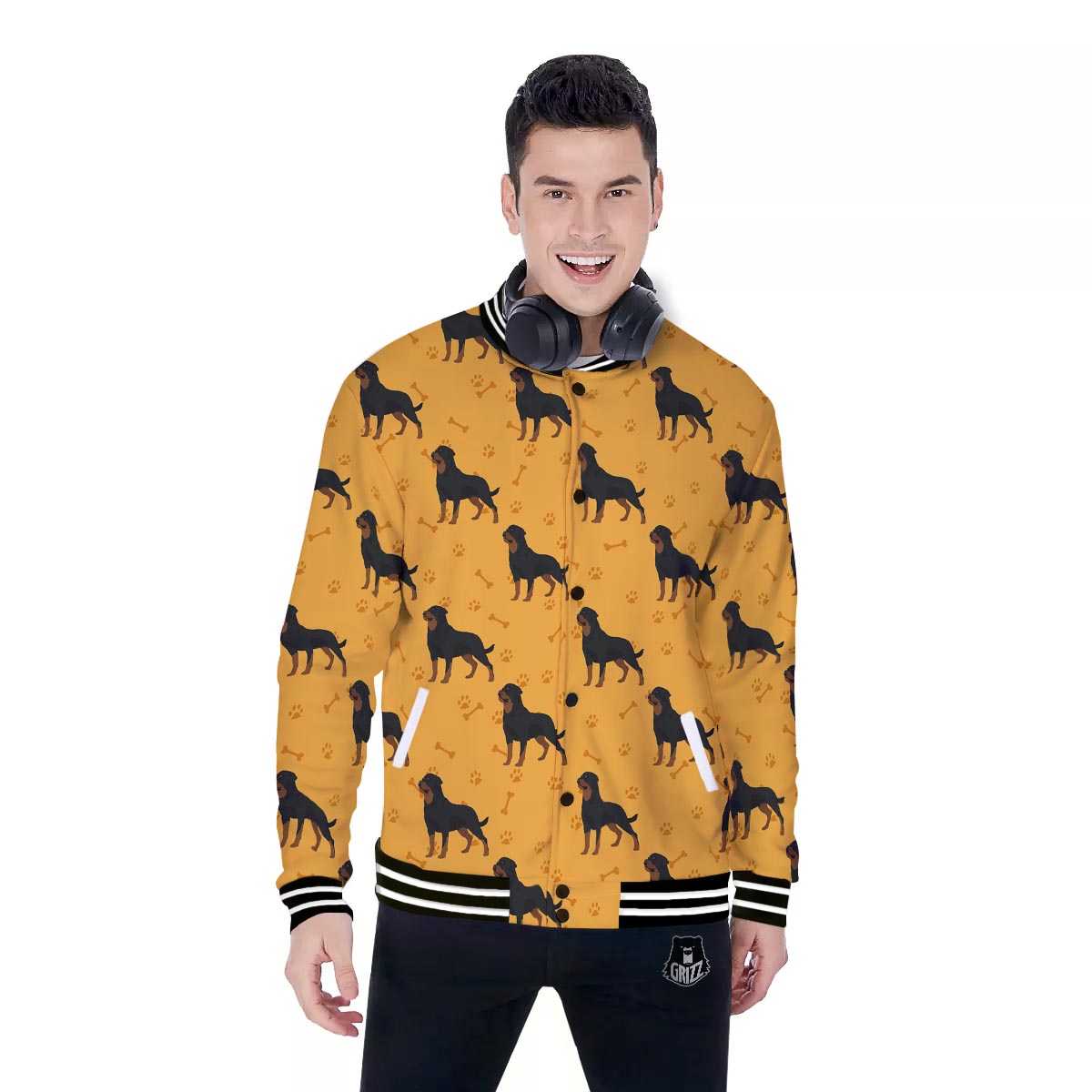 Dog Rottweiler Print Pattern Baseball Jacket-grizzshop