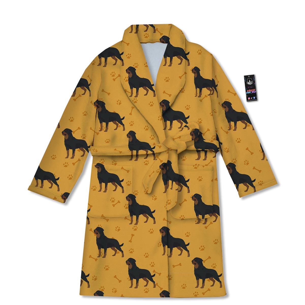 Dog Rottweiler Print Pattern Bathrobe-grizzshop
