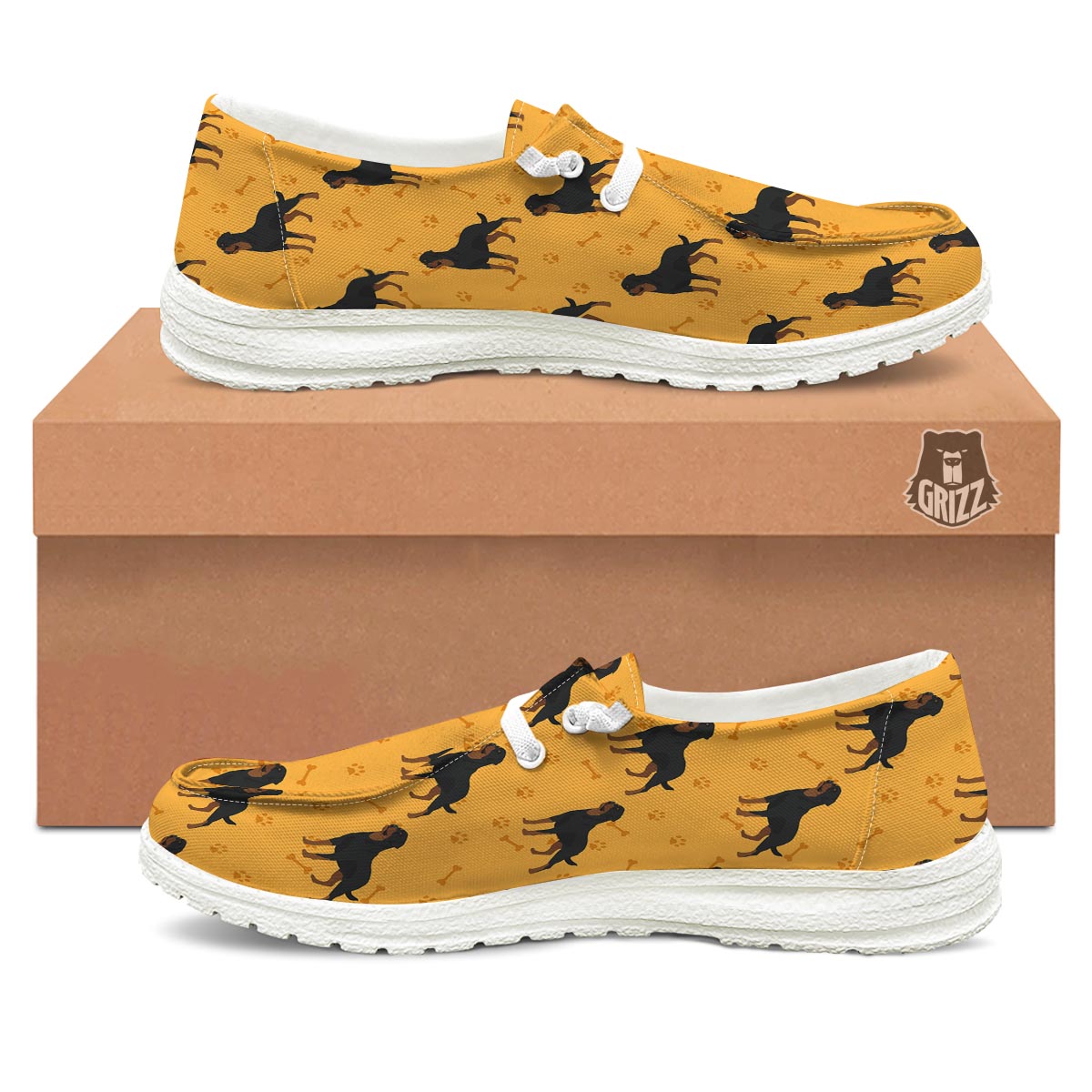 Dog Rottweiler Print Pattern Black Loafers-grizzshop