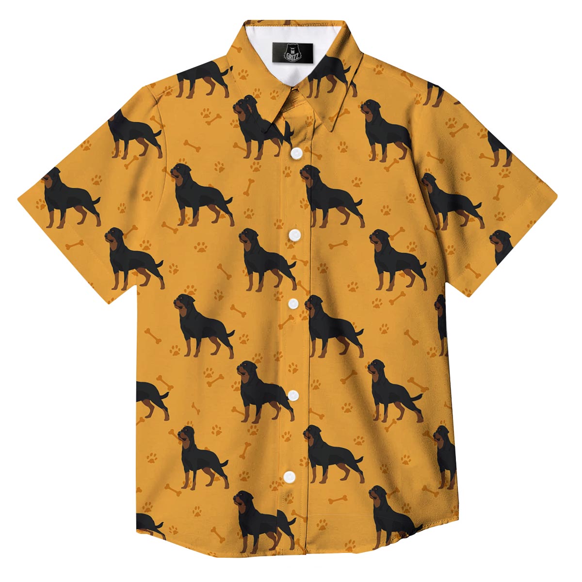 Dog Rottweiler Print Pattern Button Up Shirt-grizzshop
