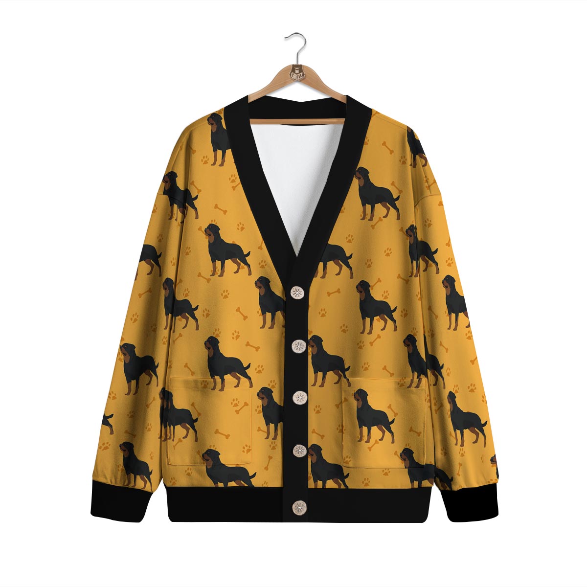 Dog Rottweiler Print Pattern Cardigan-grizzshop