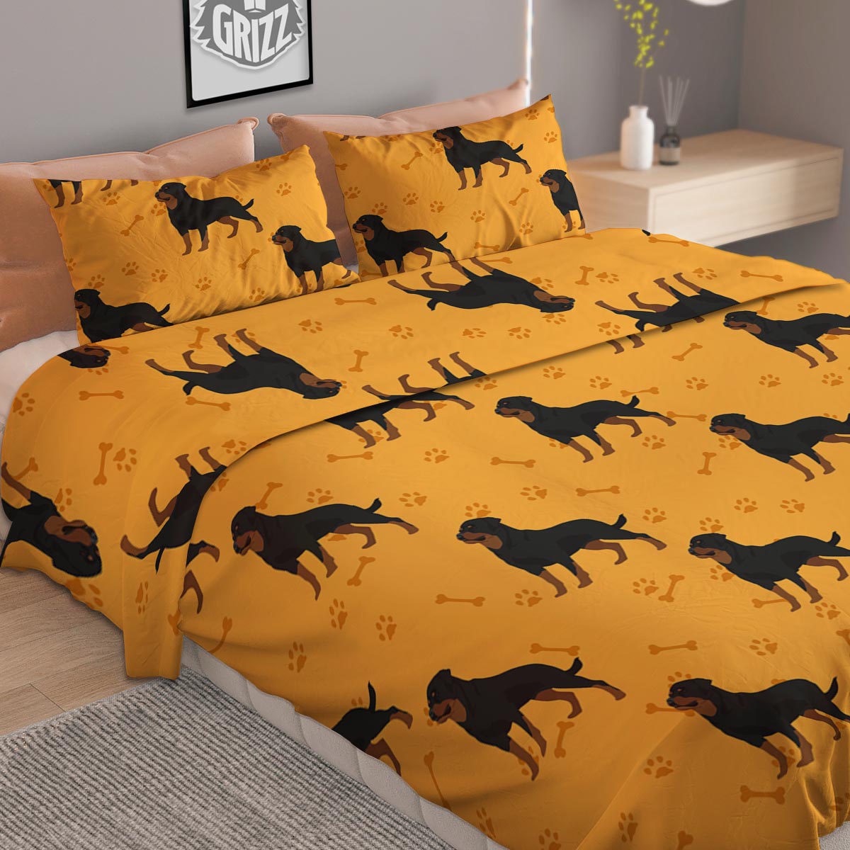 Dachshund Xmas Print Pattern Duvet Cover Bedding Set