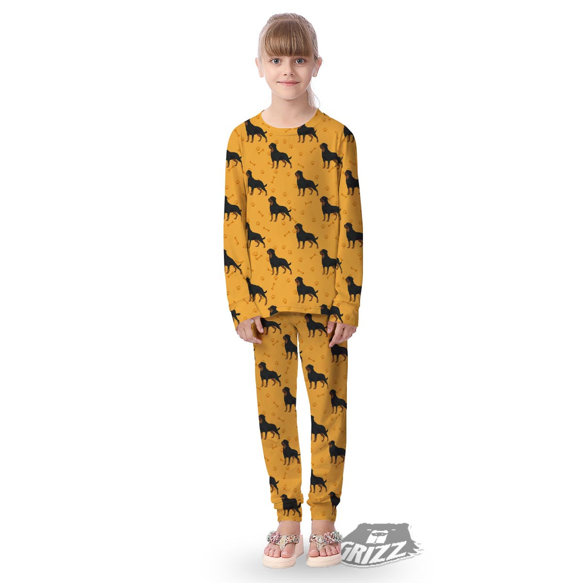 Dog Rottweiler Print Pattern Kid's Pajamas-grizzshop