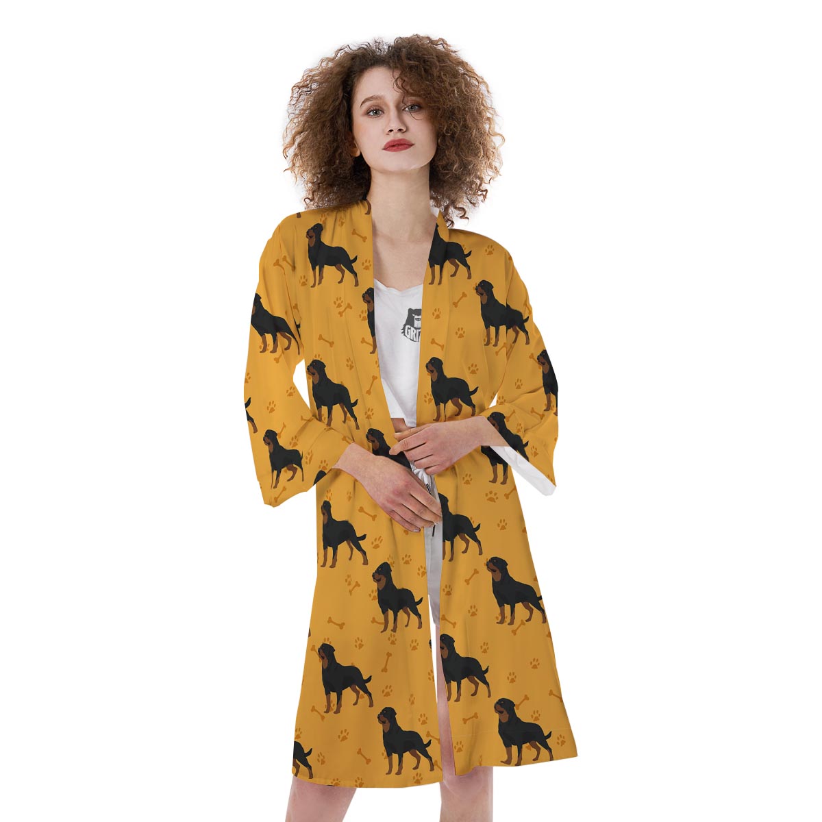 Dog Rottweiler Print Pattern Kimono-grizzshop