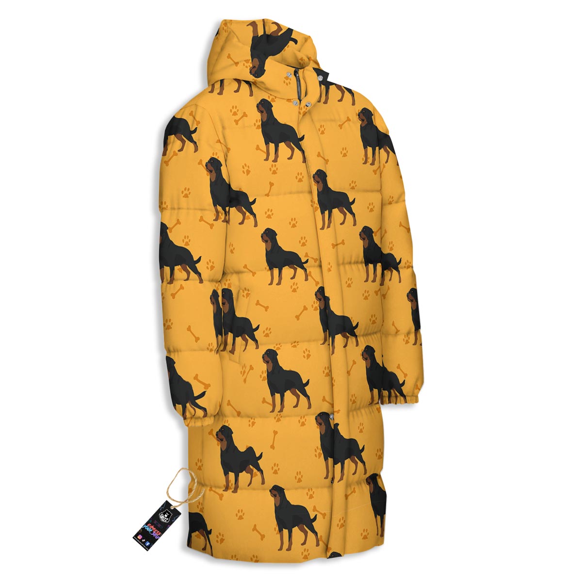 Dog Rottweiler Print Pattern Long Down Jacket-grizzshop