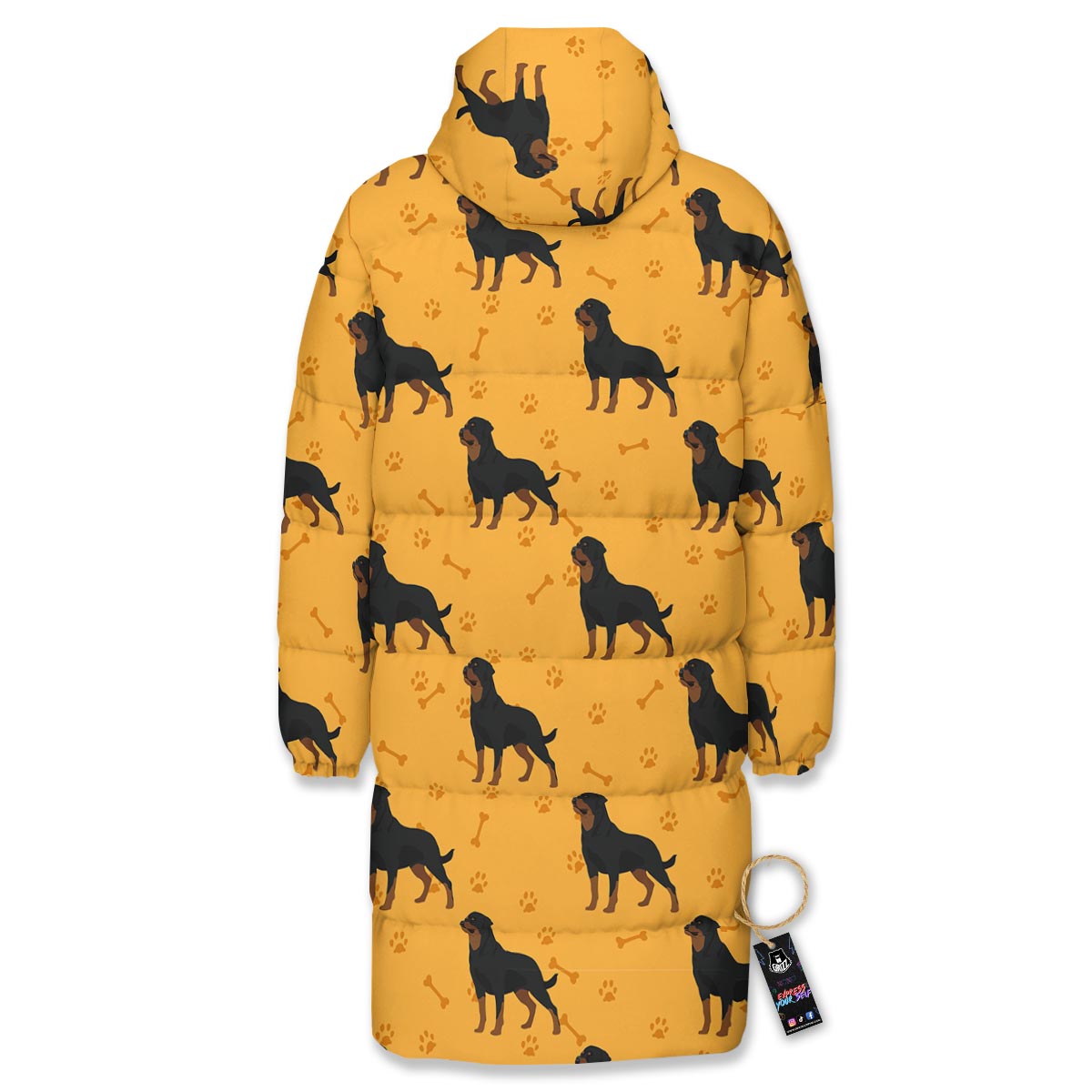 Dog Rottweiler Print Pattern Long Down Jacket-grizzshop