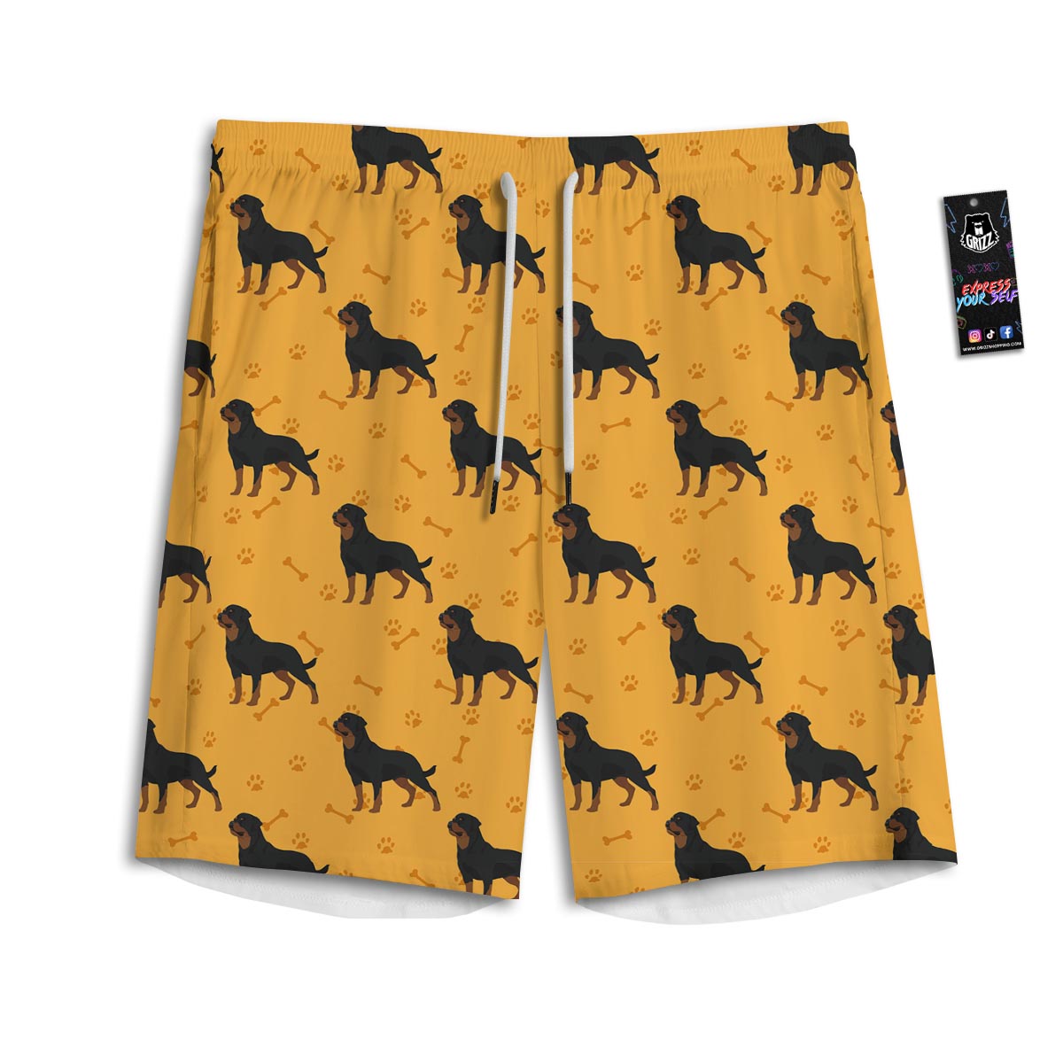 Dog Rottweiler Print Pattern Men's Athletic Shorts