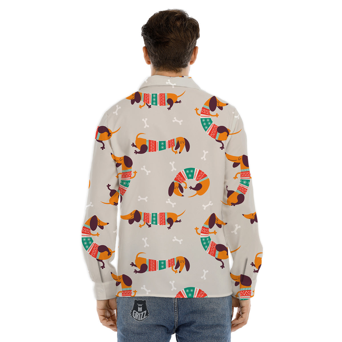 Dog Rottweiler Print Pattern Men's Dress Shirts-grizzshop