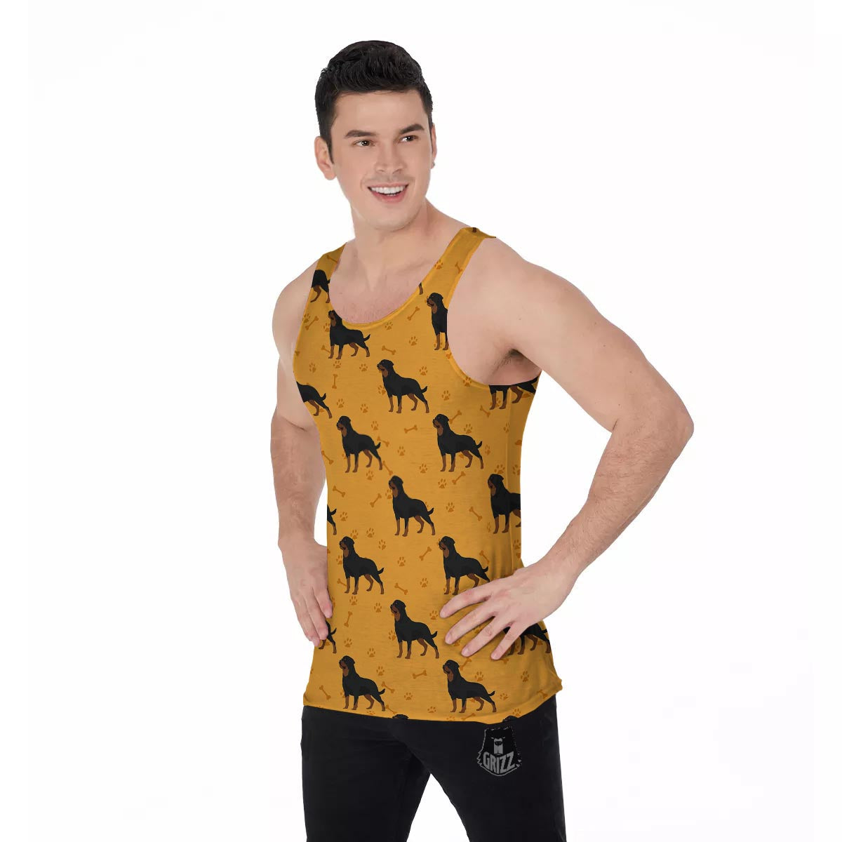 Dog Rottweiler Print Pattern Men's Tank Top-grizzshop