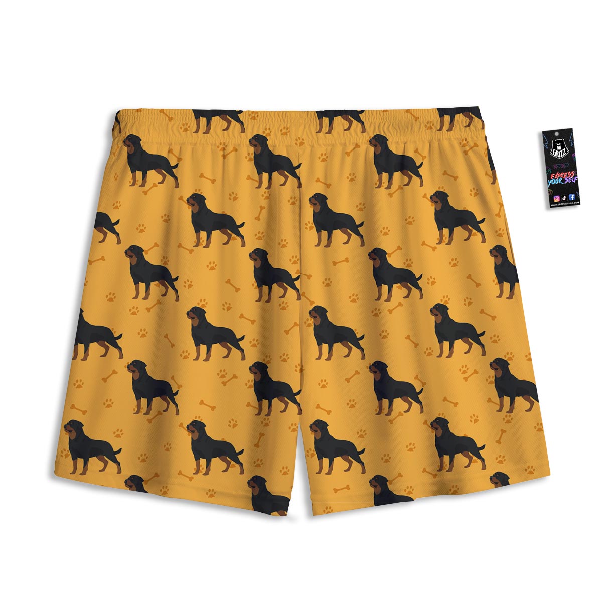 Dog Rottweiler Print Pattern Mesh Shorts