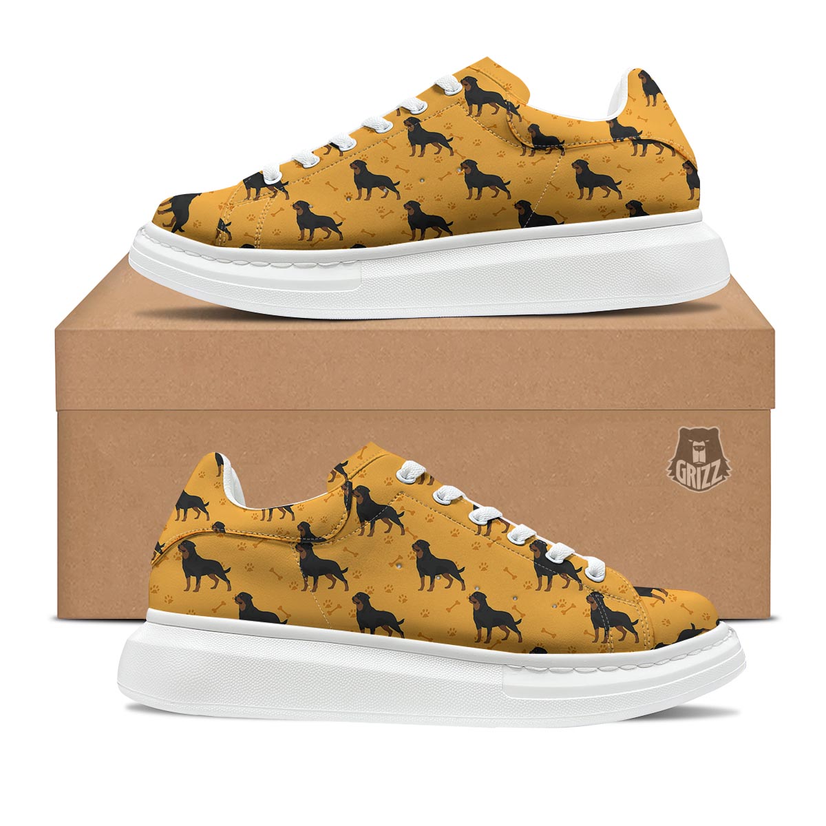 Dog Rottweiler Print Pattern Platform Shoes-grizzshop