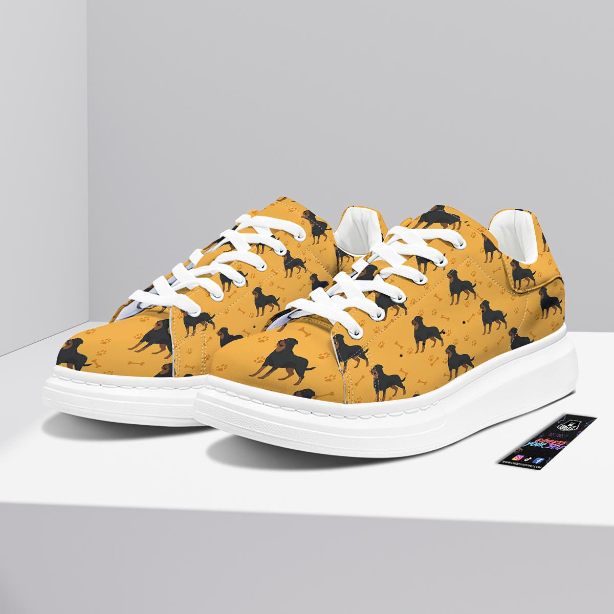 Dog Rottweiler Print Pattern Platform Shoes-grizzshop