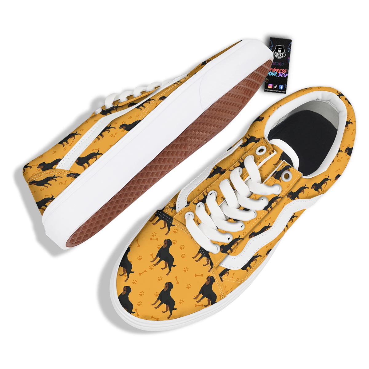 Dog Rottweiler Print Pattern Skate Shoes-grizzshop