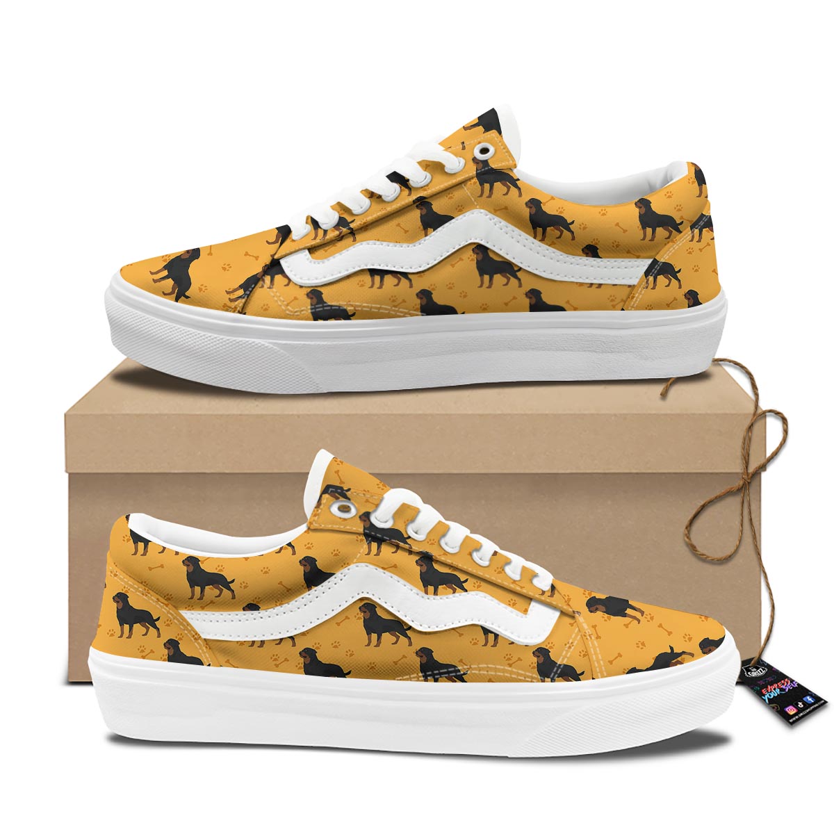 Dog Rottweiler Print Pattern Skate Shoes-grizzshop