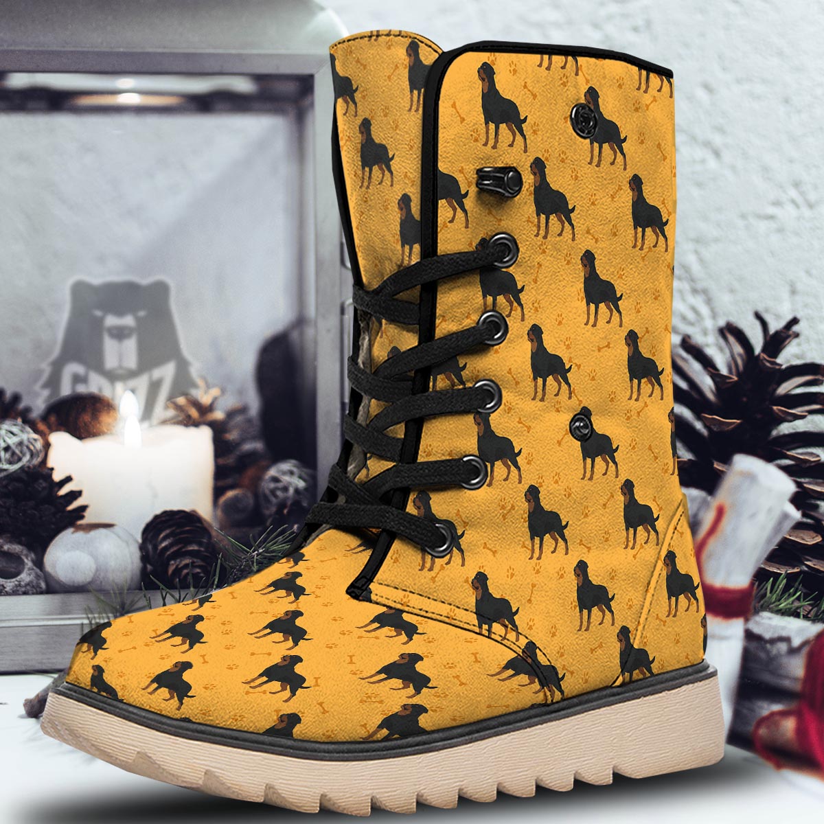 Dog Rottweiler Print Pattern Snow Boots-grizzshop
