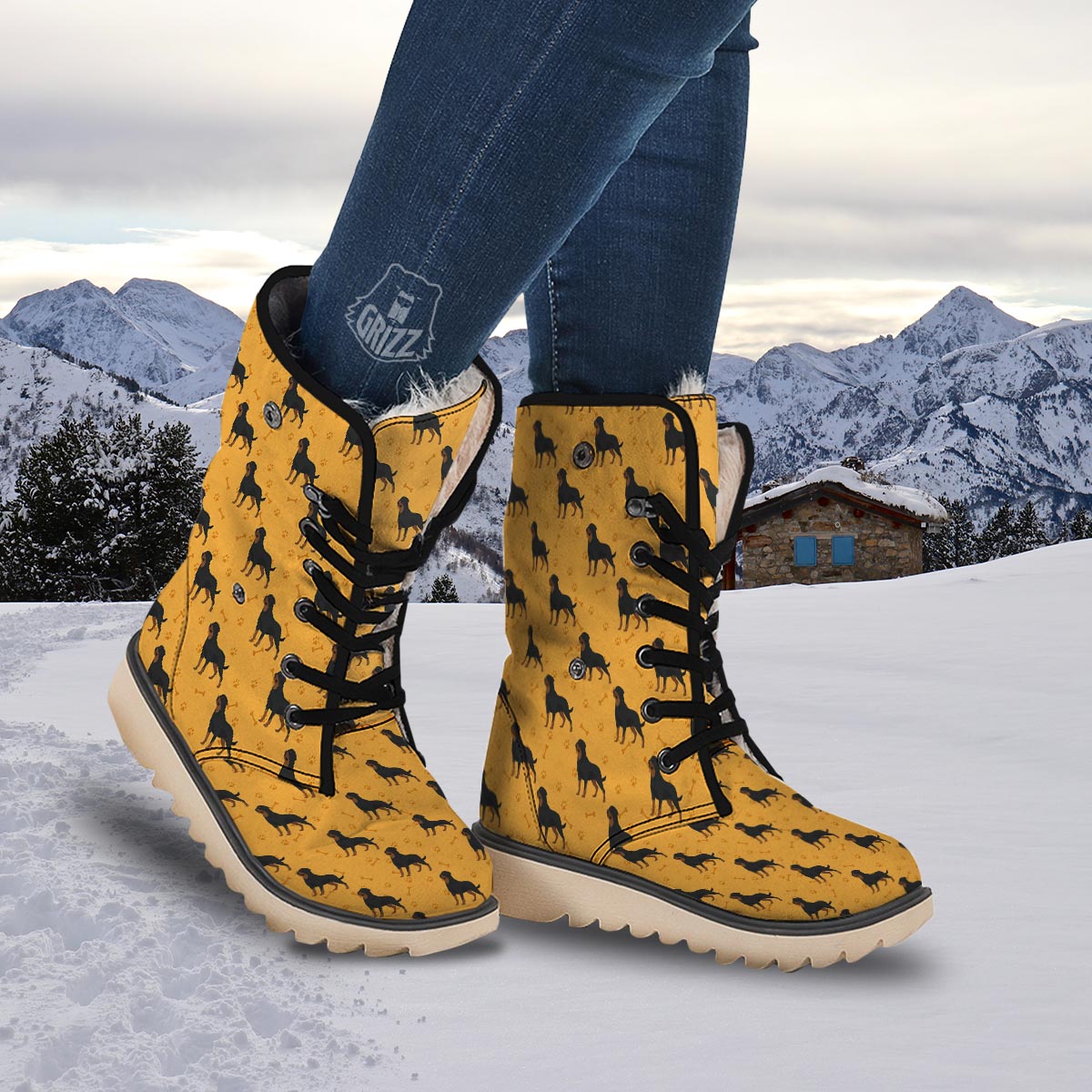 Dog Rottweiler Print Pattern Snow Boots-grizzshop