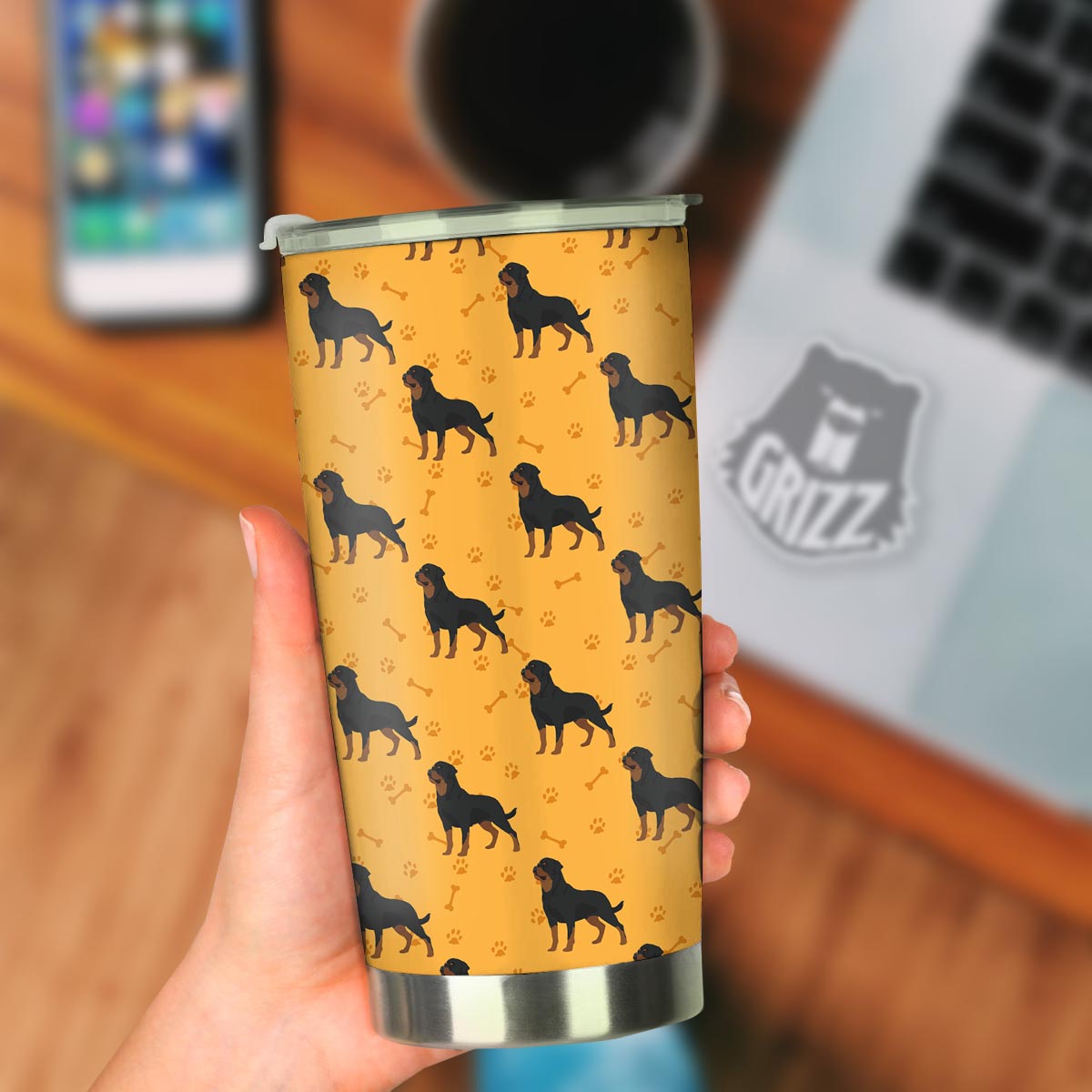 Dog Rottweiler Print Pattern Tumbler-grizzshop
