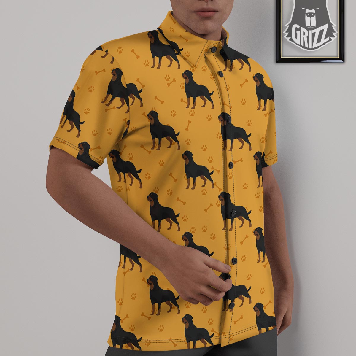 Dog Rottweiler Print Pattern Untucked Shirts-grizzshop