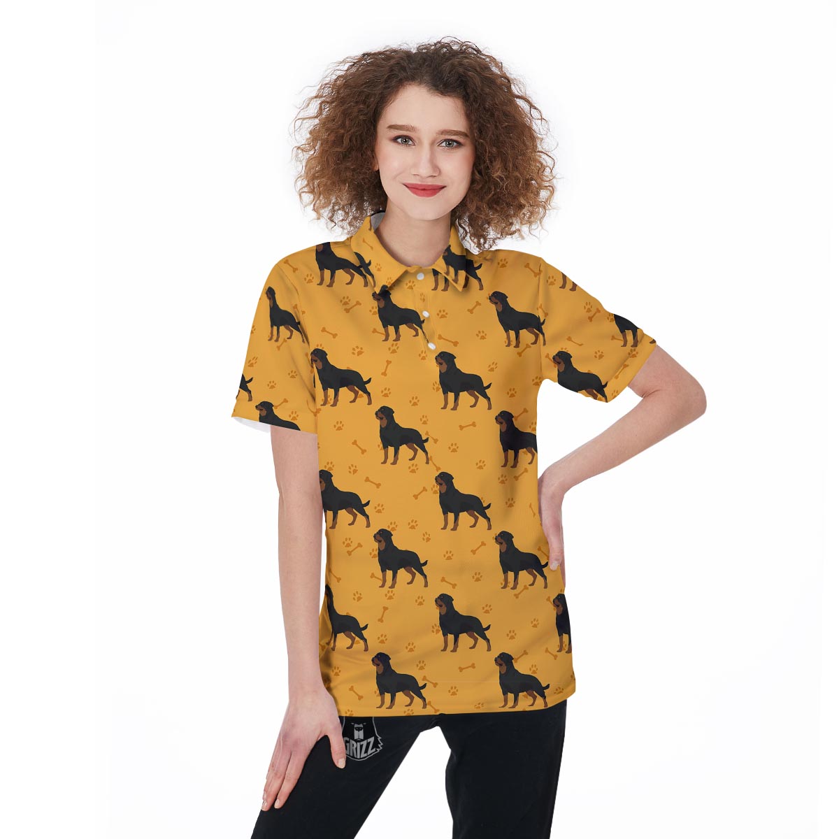 Dog Rottweiler Print Pattern Women's Golf Shirts-grizzshop