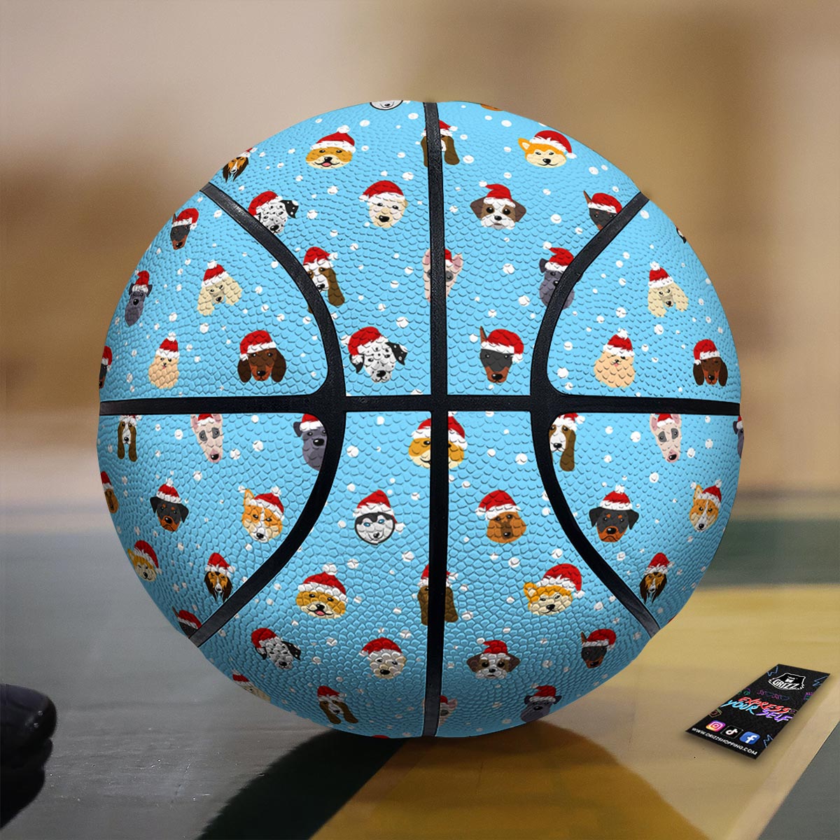 Dog Santa Print Pattern Basketball-grizzshop