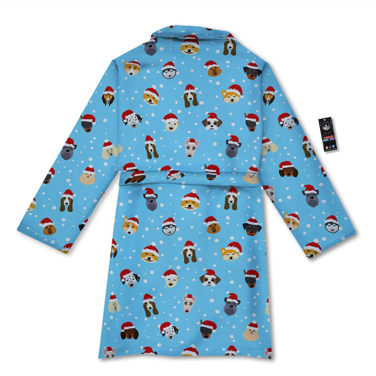 Dog Santa Print Pattern Bathrobe-grizzshop