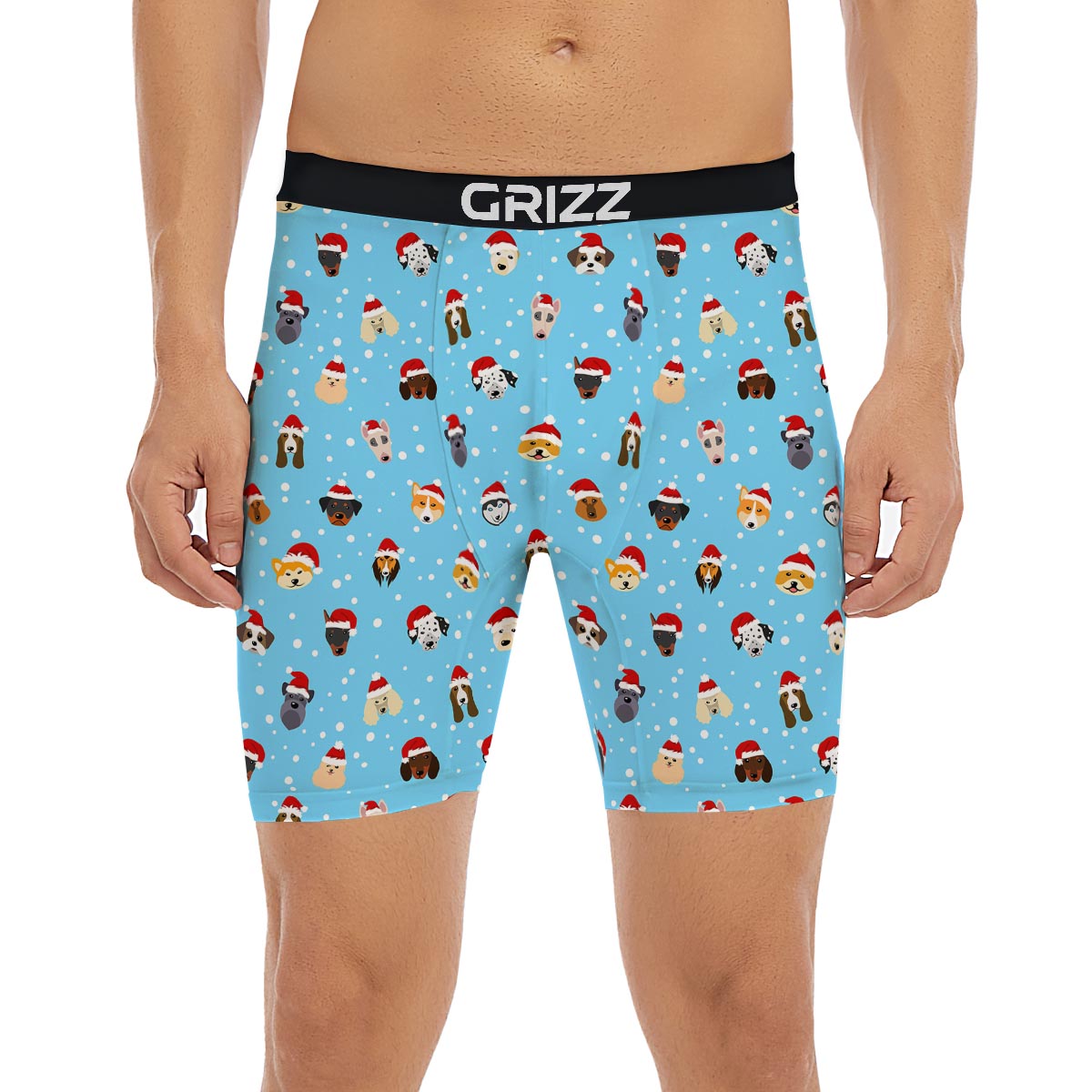 Dog Santa Print Pattern Boxer Briefs-grizzshop