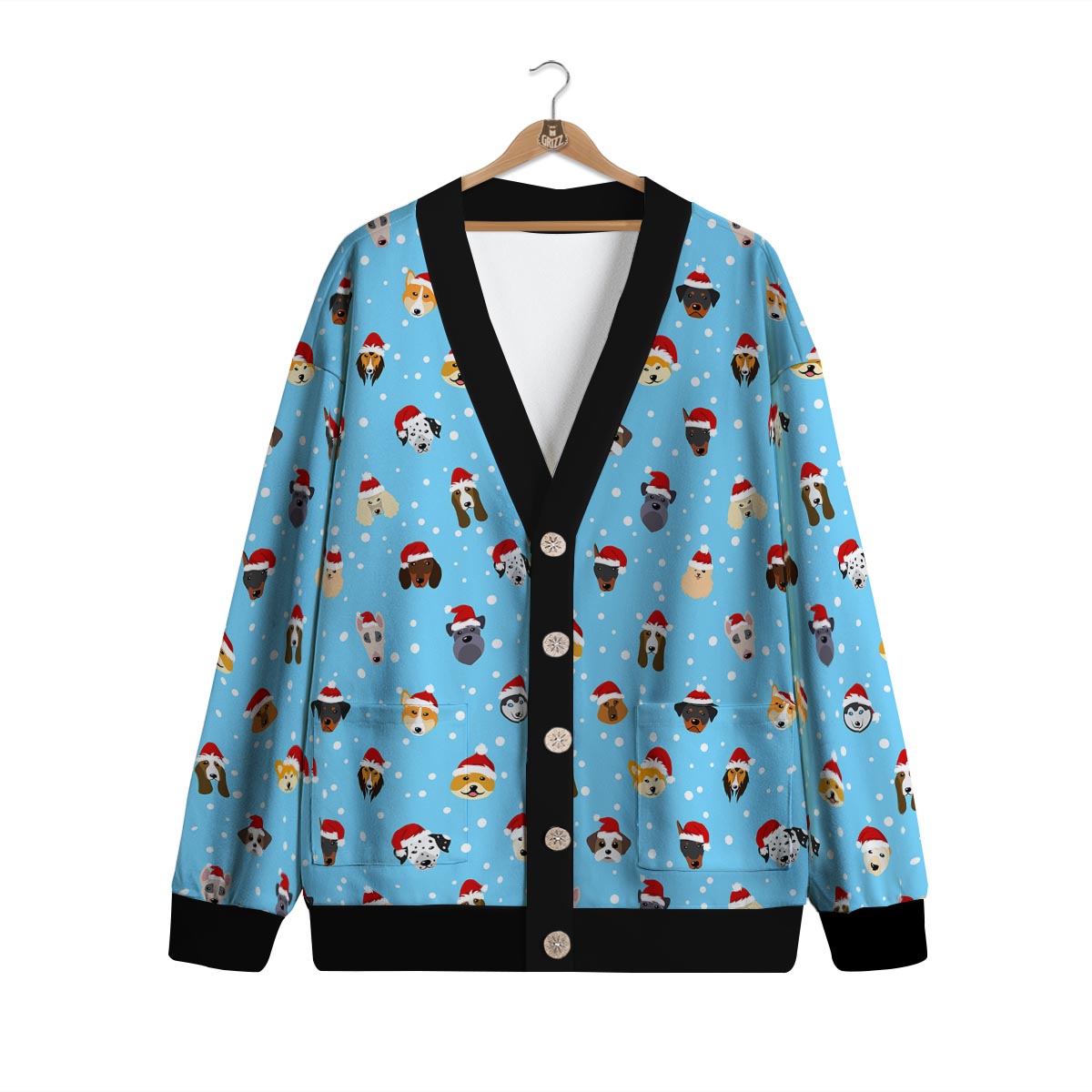 Dog Santa Print Pattern Cardigan-grizzshop